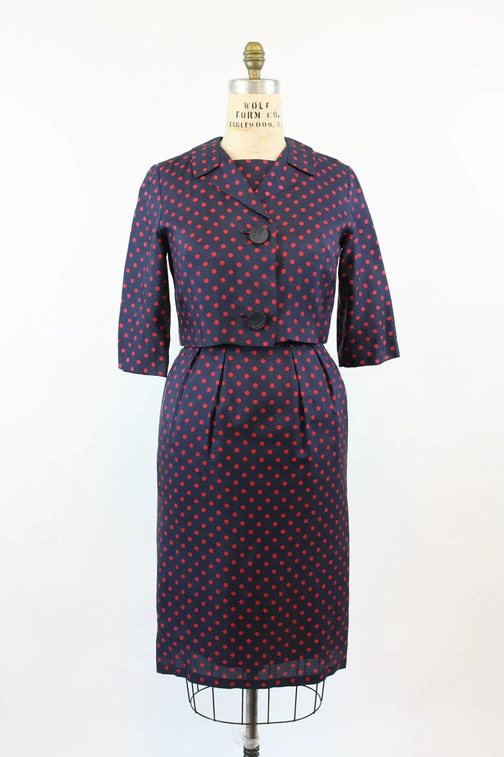 1950's polka dot silk dress and jacket medium | new fall