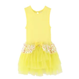 Angel's Face Girls Lemon Sequin Ace Dress