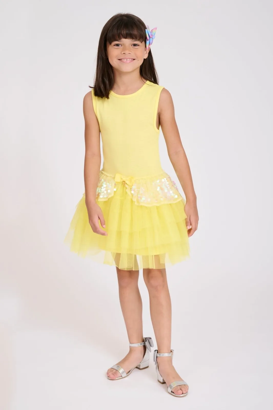 Angel's Face Girls Lemon Sequin Ace Dress