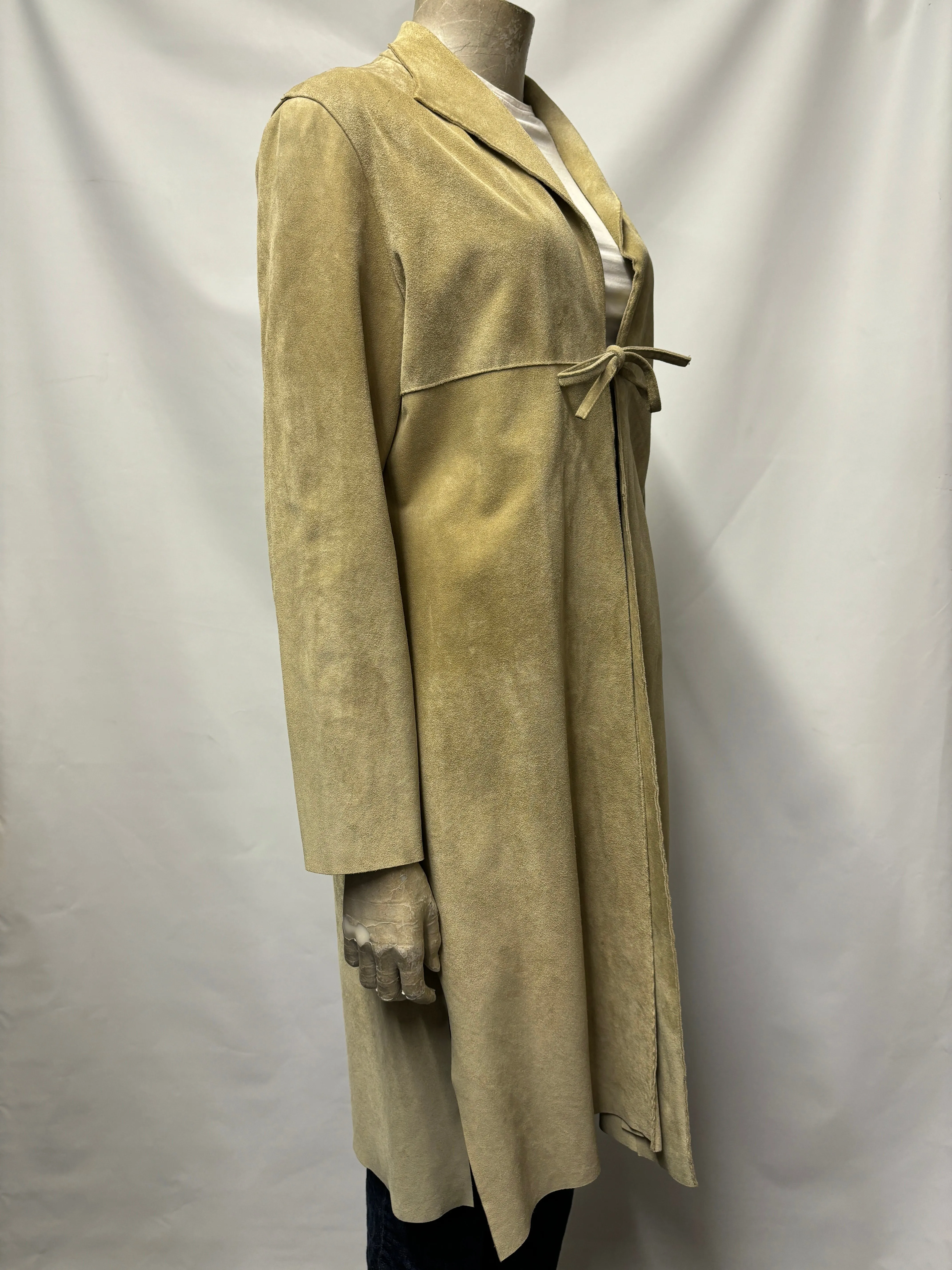 Anna Vintage Beige Real Suede Duster Coat Small