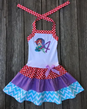 Ariel Little Mermaid Birthday Girl Dress