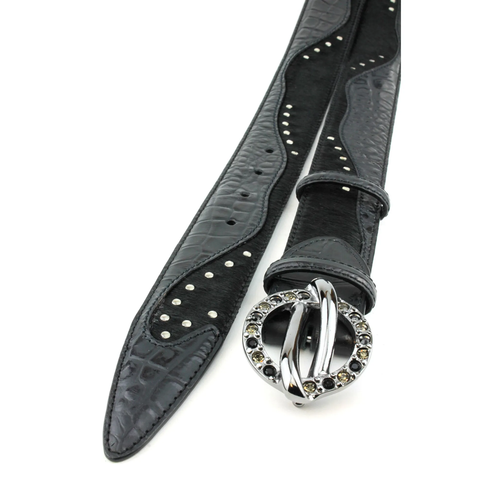 Belafonte Croc/Pony Mix Studded Saturn Belt