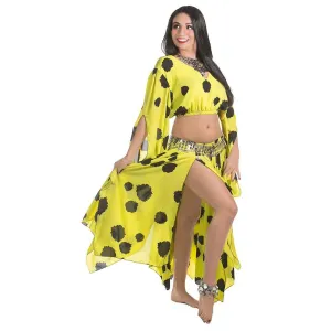 Belly Dance Chiffon Polka Dot Skirt, Top, & Coined Belt | SPRITE