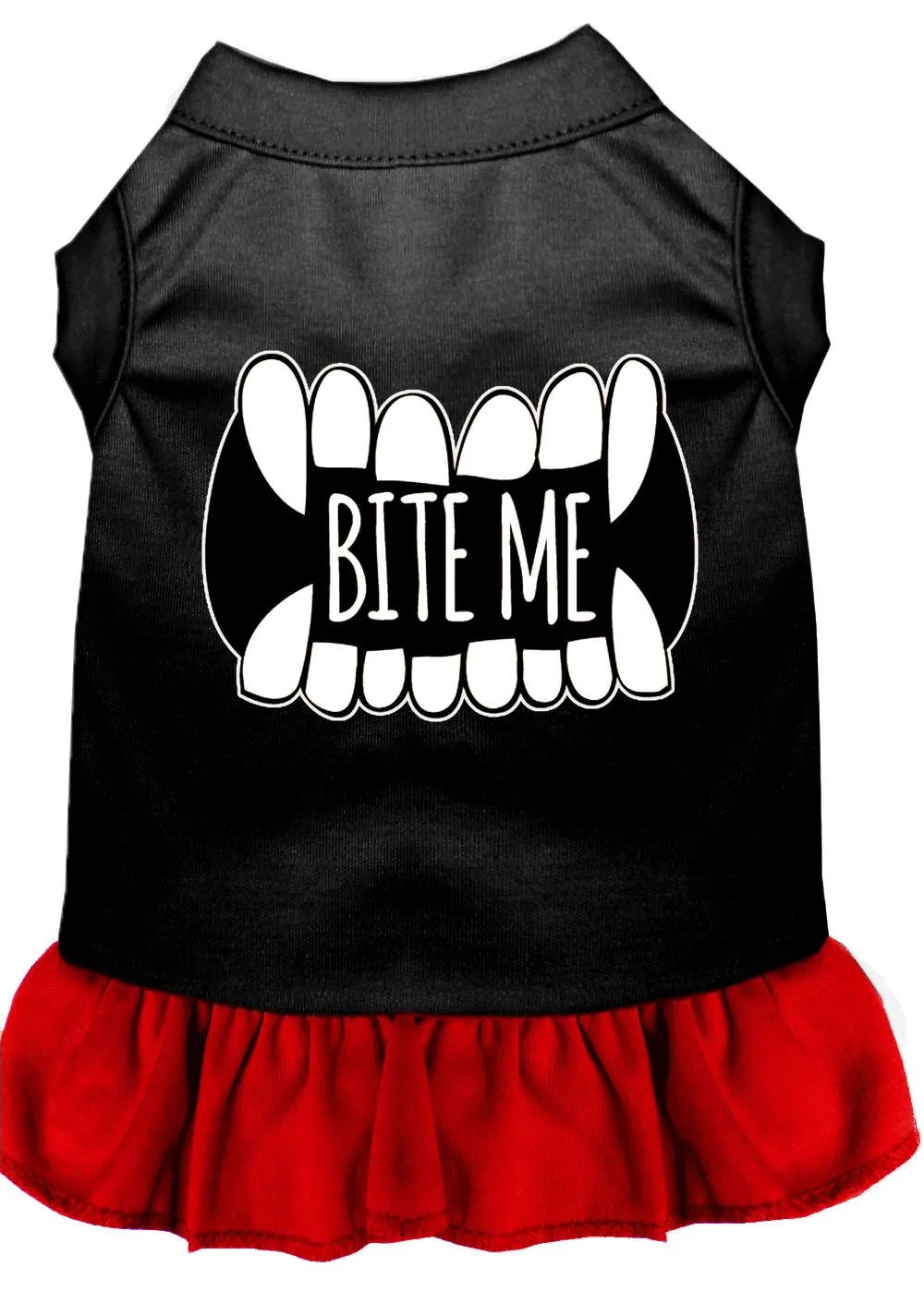 Bite Me Screen Print Dog Dress Black With Red Xxl (18)