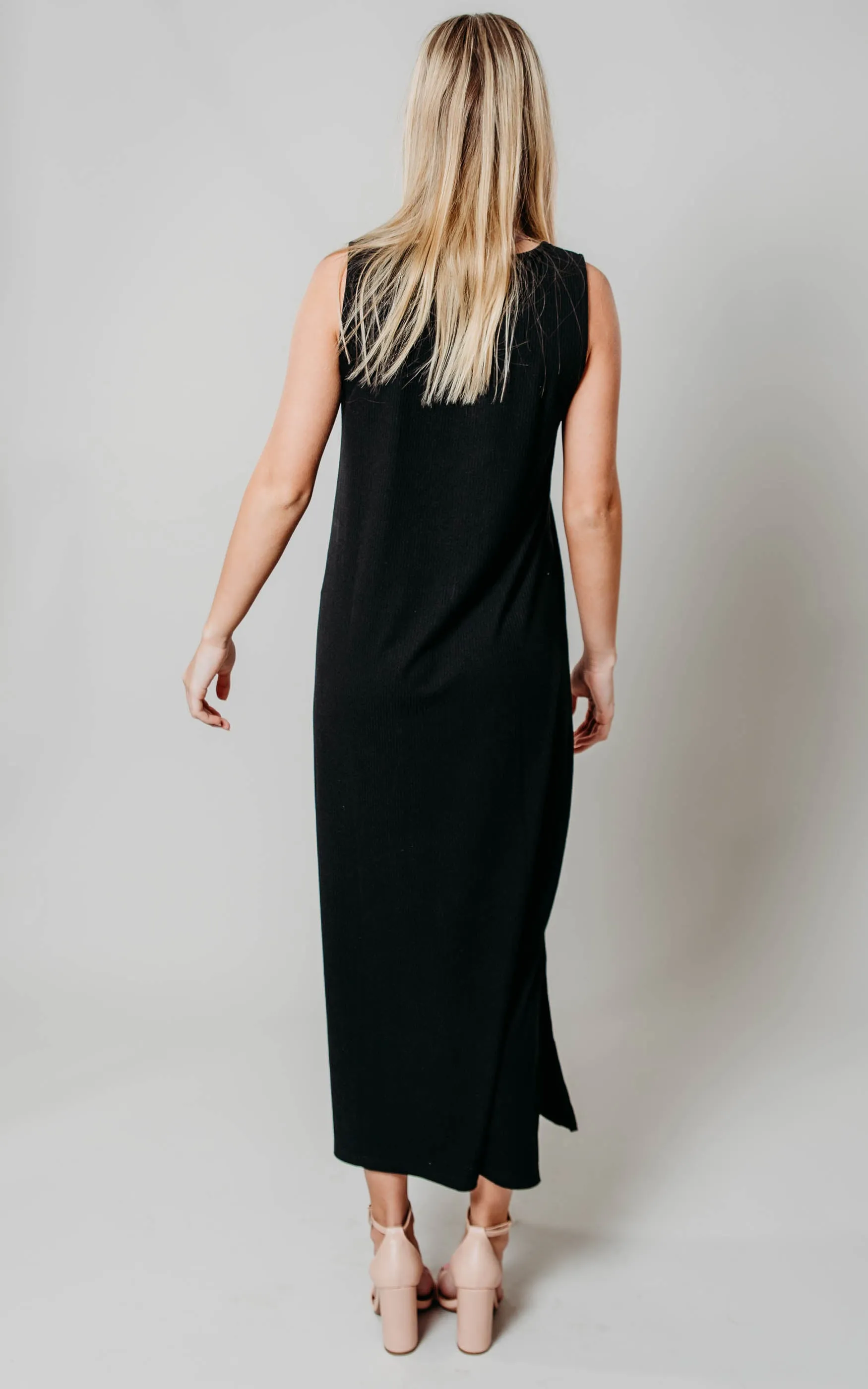 Black Ribbed Midi Dress - Final Sale