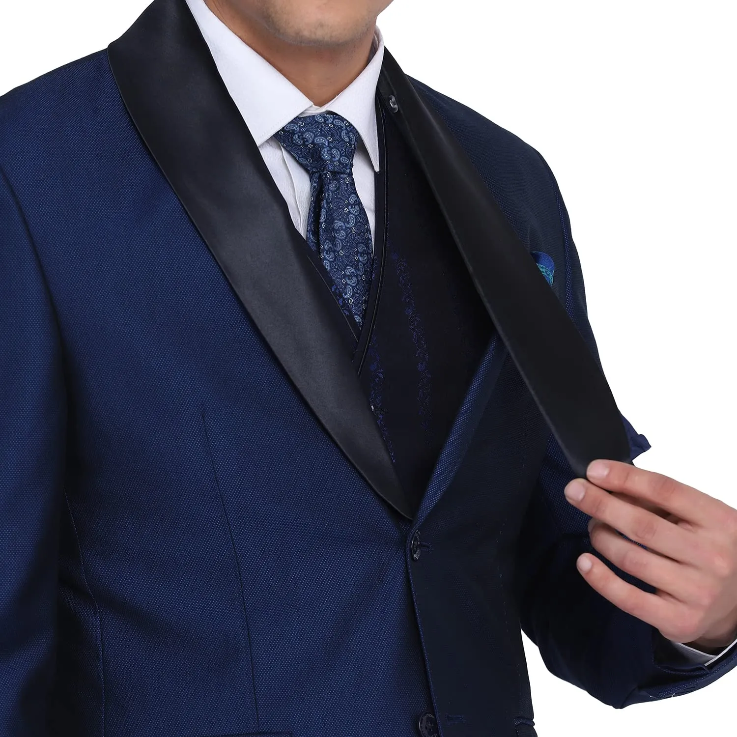 blackberrys Men's 3 Piece Slim Fit Suits Navy