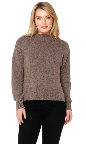 Bobi Split Hem Mock Neck Sweater