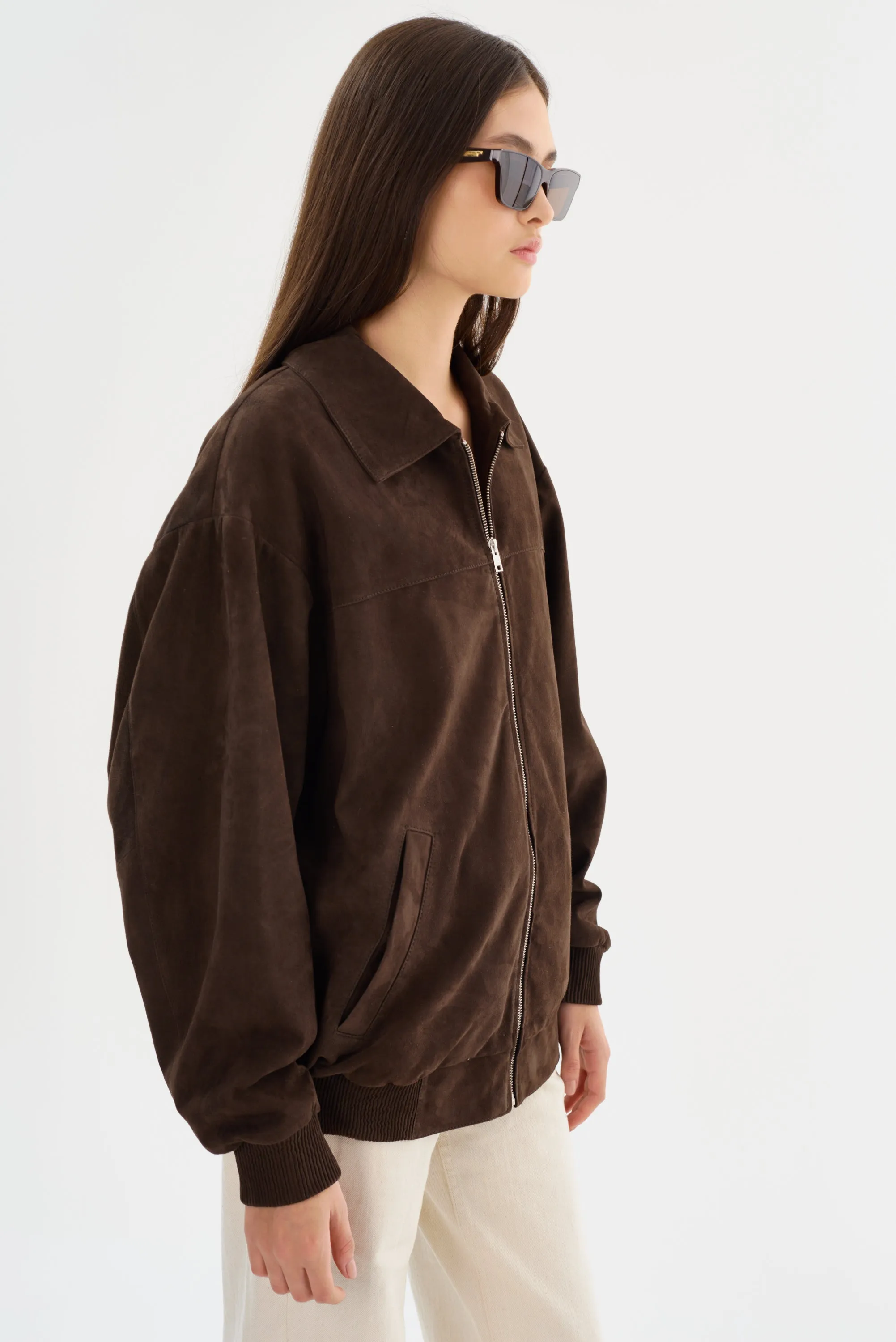 CADEN | Oversized Suede Bomber Jacket