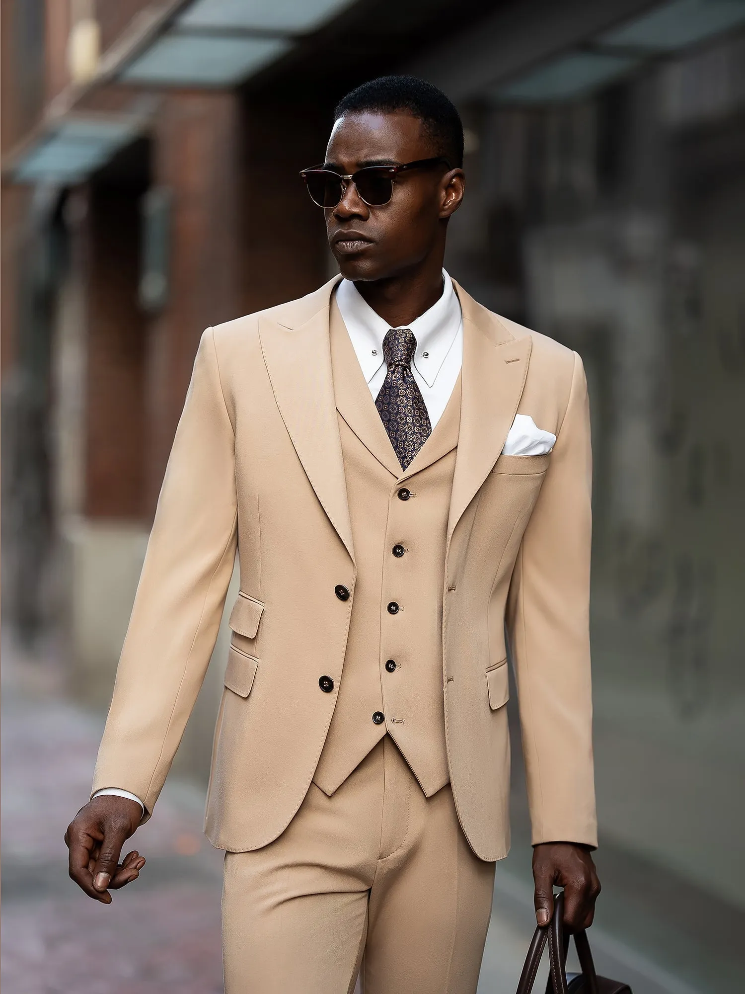 Camel Slim-Fit Suit 3-Piece