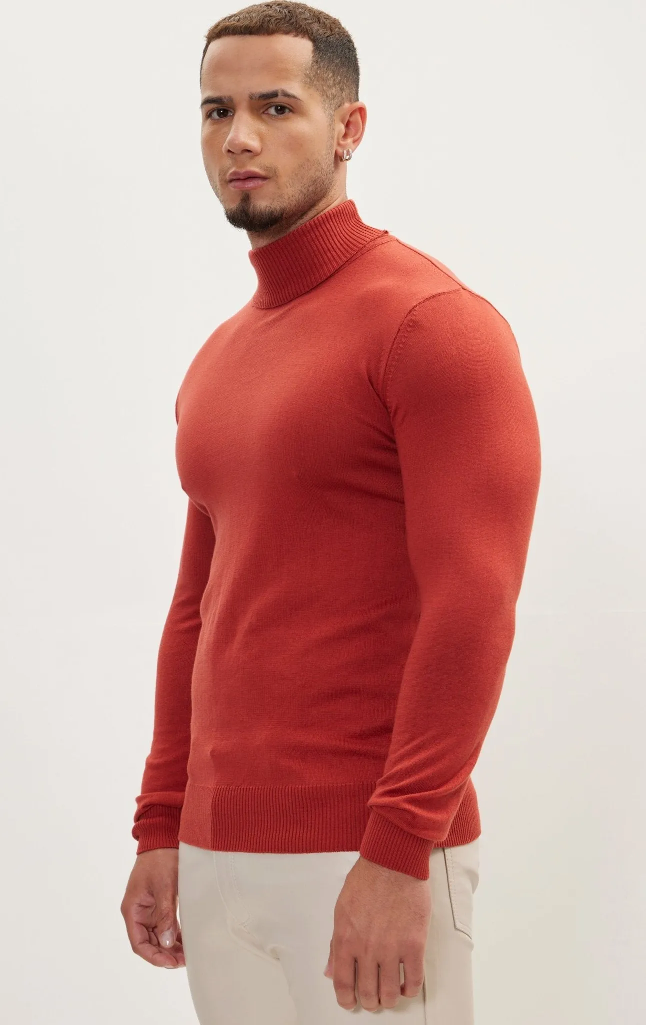 Classic Roll Neck Sweater - Brick