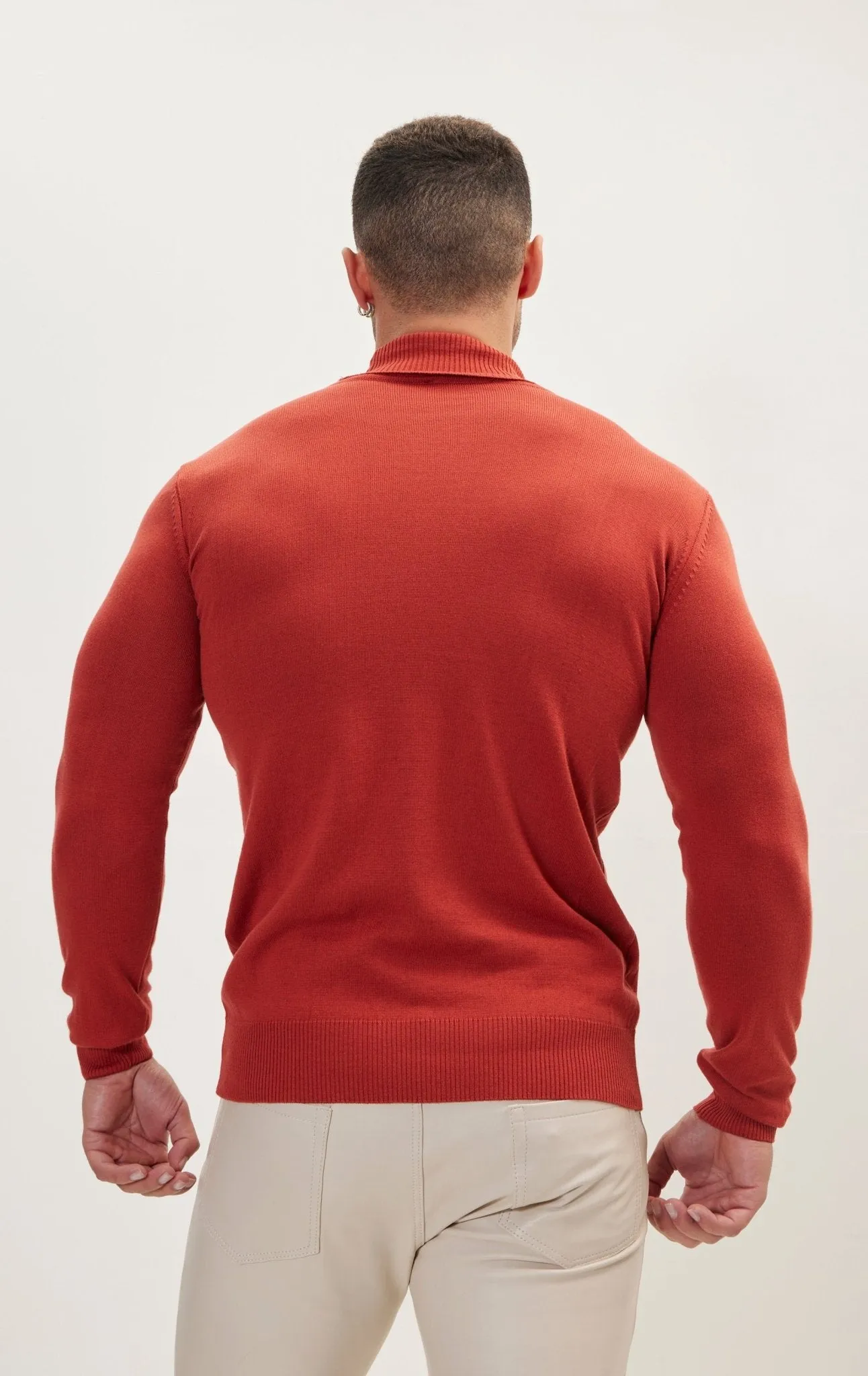 Classic Roll Neck Sweater - Brick