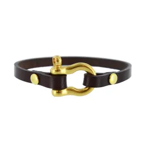 Classic Shackle Bracelet (Brass on Havana Leather)