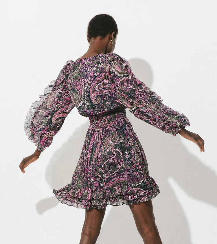 CLE Bellamy Mini Dress in Purple Floral