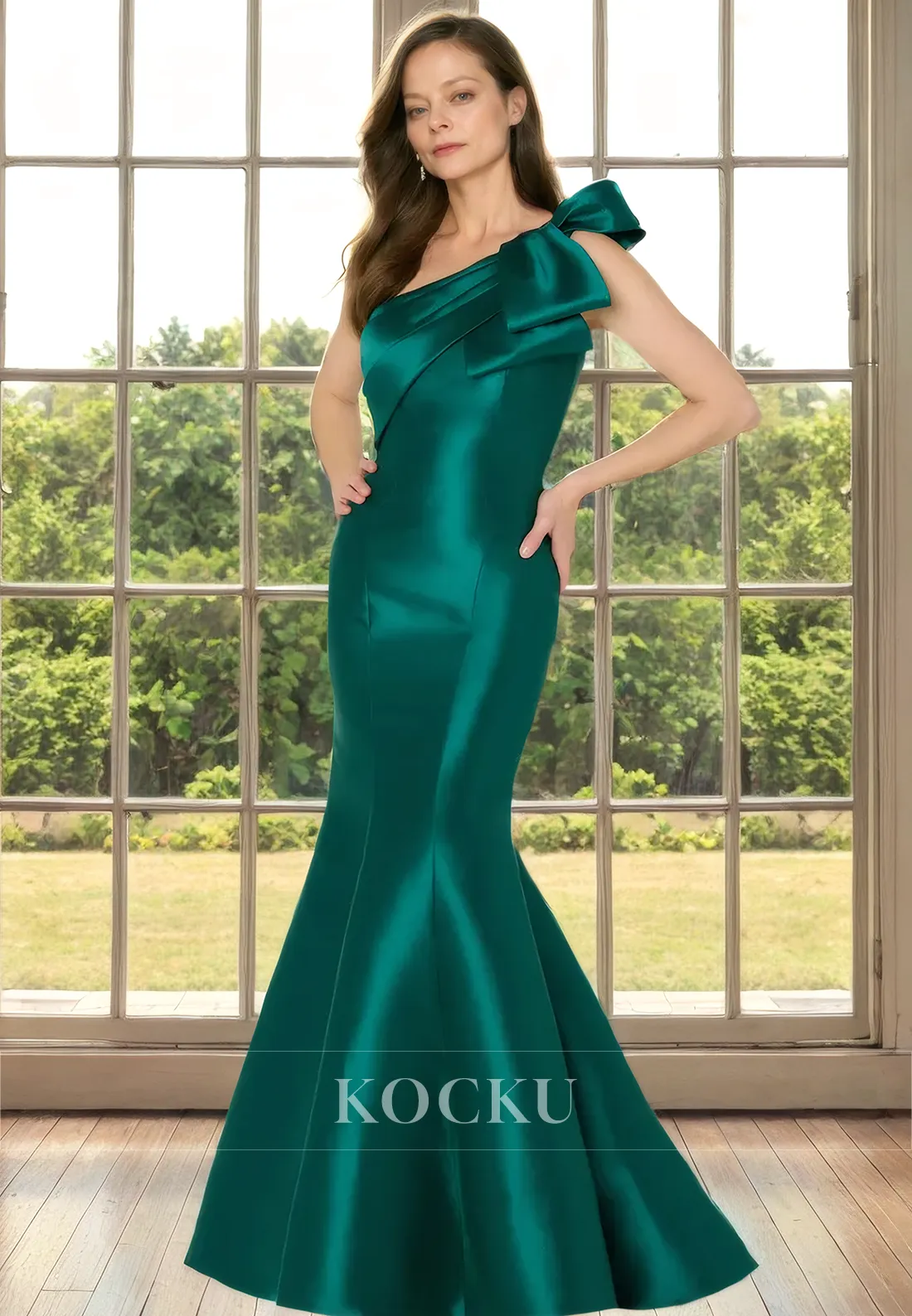 Couture & Ornate One Shoulder Sleeveless Satin Cocktail Mother of the Bride Dress