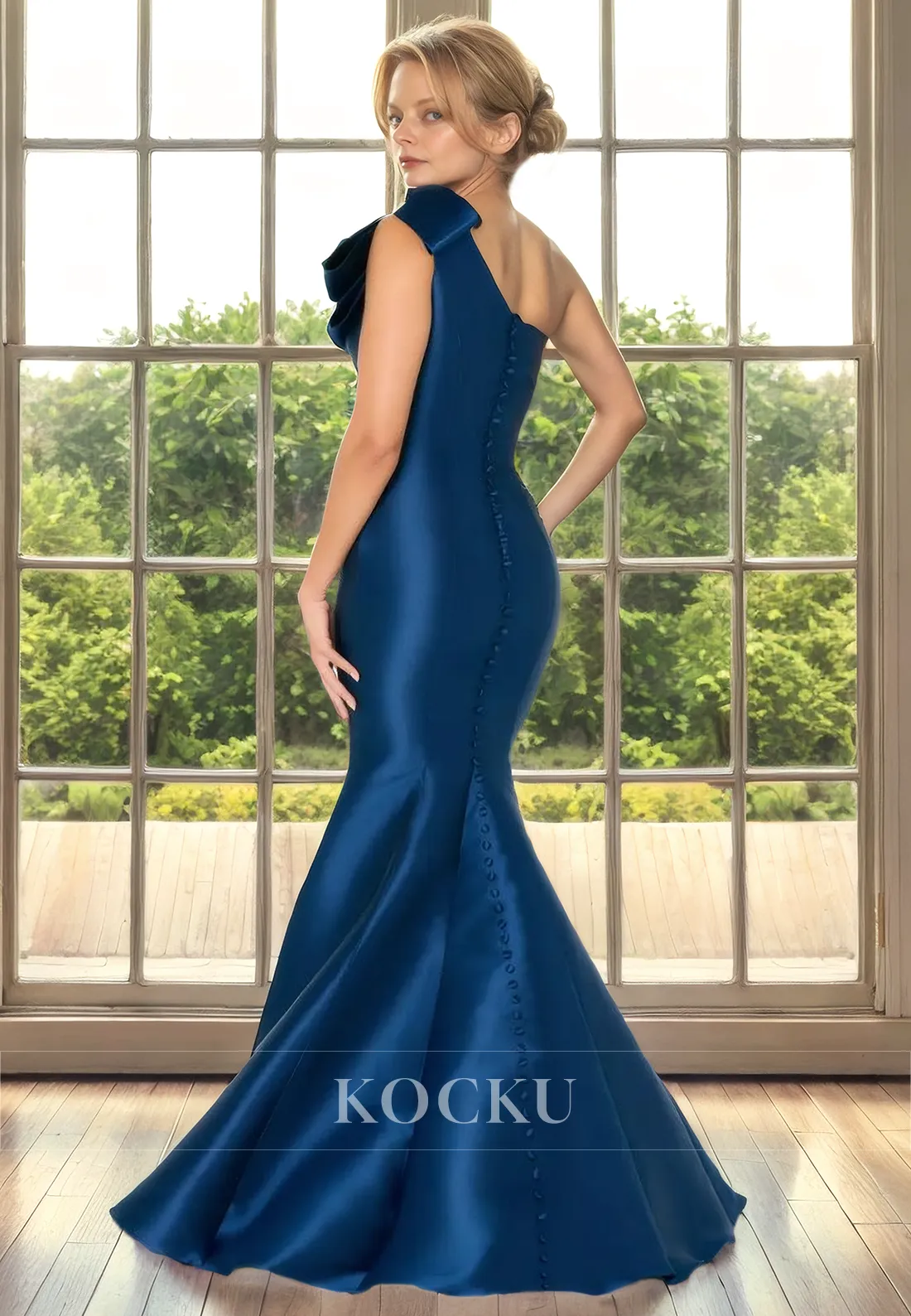 Couture & Ornate One Shoulder Sleeveless Satin Cocktail Mother of the Bride Dress