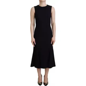 Dolce & Gabbana Black Dress Sheath Flare Viscose Dress