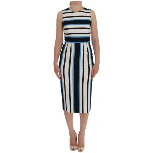 Dolce & Gabbana Chic Striped Silk Sheath Dress