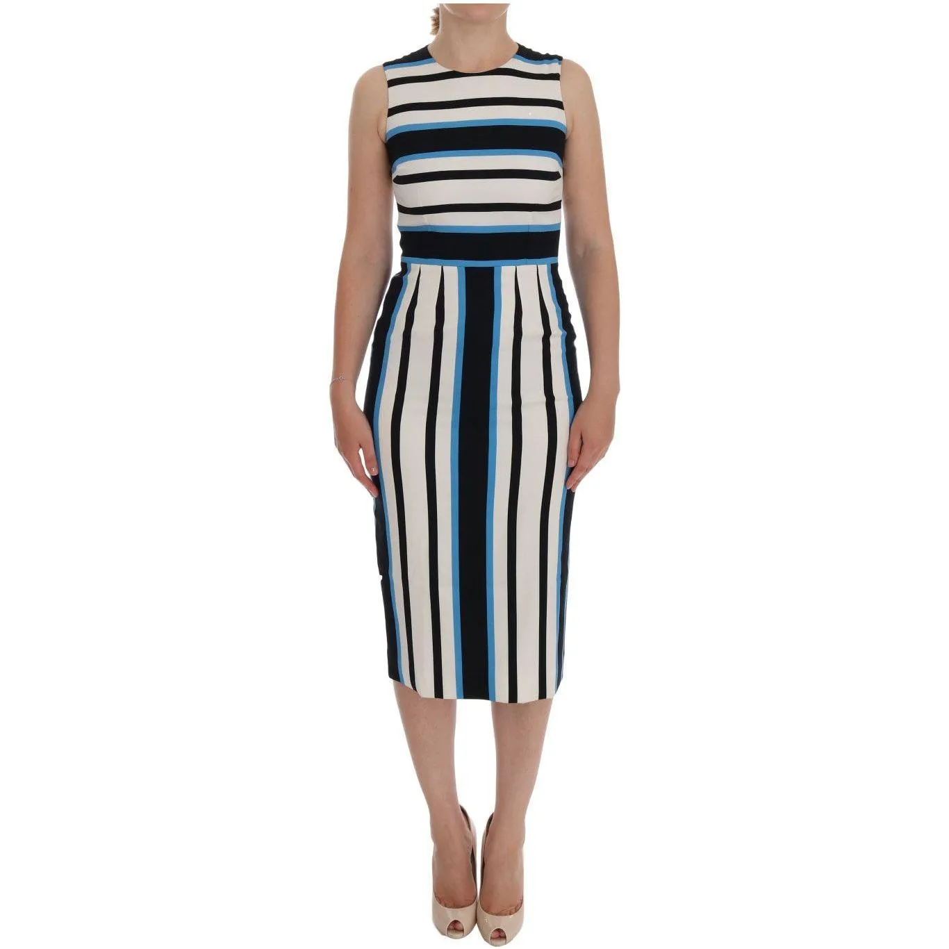 Dolce & Gabbana Chic Striped Silk Sheath Dress