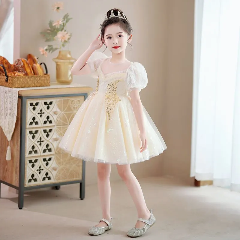 DUNNMALL  Children's Jumpsuit Princess Dress New Skirt Summer Dress Western Style  Dress Girls' Dress Gauze Dress Puffy