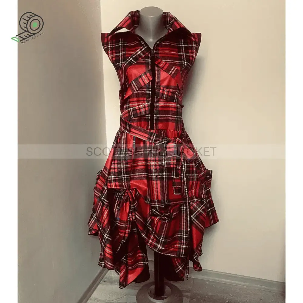 Edgy Red Tartan Dress | Tartan Steampunk Fancy dress