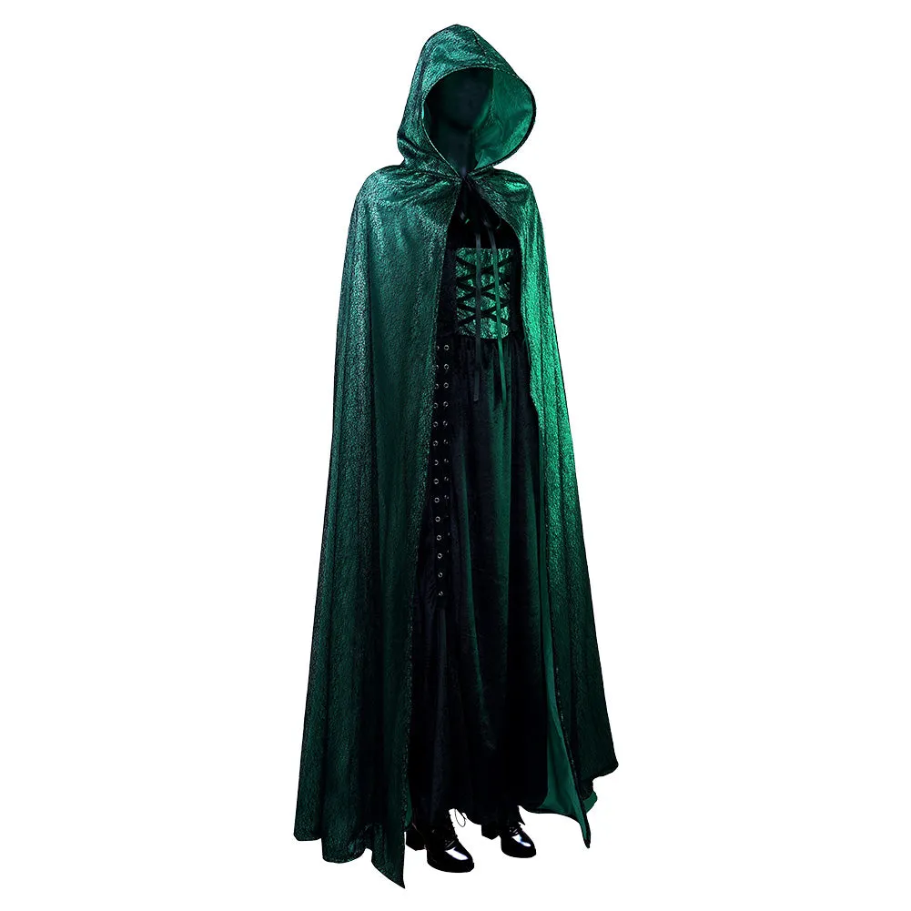 Emerald Sorceress Cloak Dress Outfits Halloween Carnival Suit Cosplay Costume