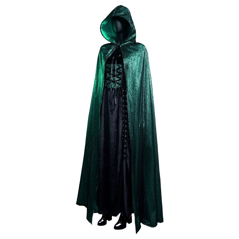 Emerald Sorceress Cloak Dress Outfits Halloween Carnival Suit Cosplay Costume