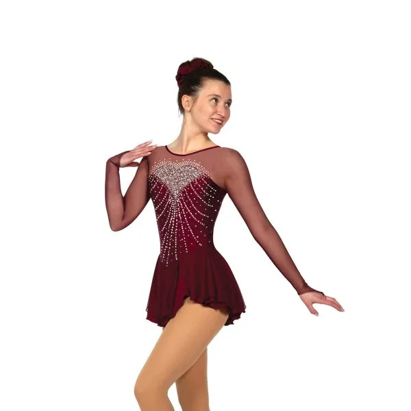 F22007S Competition Figure Skating Sweetheart Dress SUPER HEAVY CRYSTALS