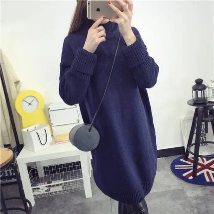 Fashion Trending Turtleneck Long Sleeve Sweater - Women's Autumn Winter Dress Loose Casual Warm Thick Sweaters (D23)(TB8C)(BCD2)(BCD4)