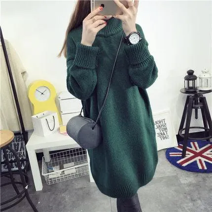 Fashion Trending Turtleneck Long Sleeve Sweater - Women's Autumn Winter Dress Loose Casual Warm Thick Sweaters (D23)(TB8C)(BCD2)(BCD4)