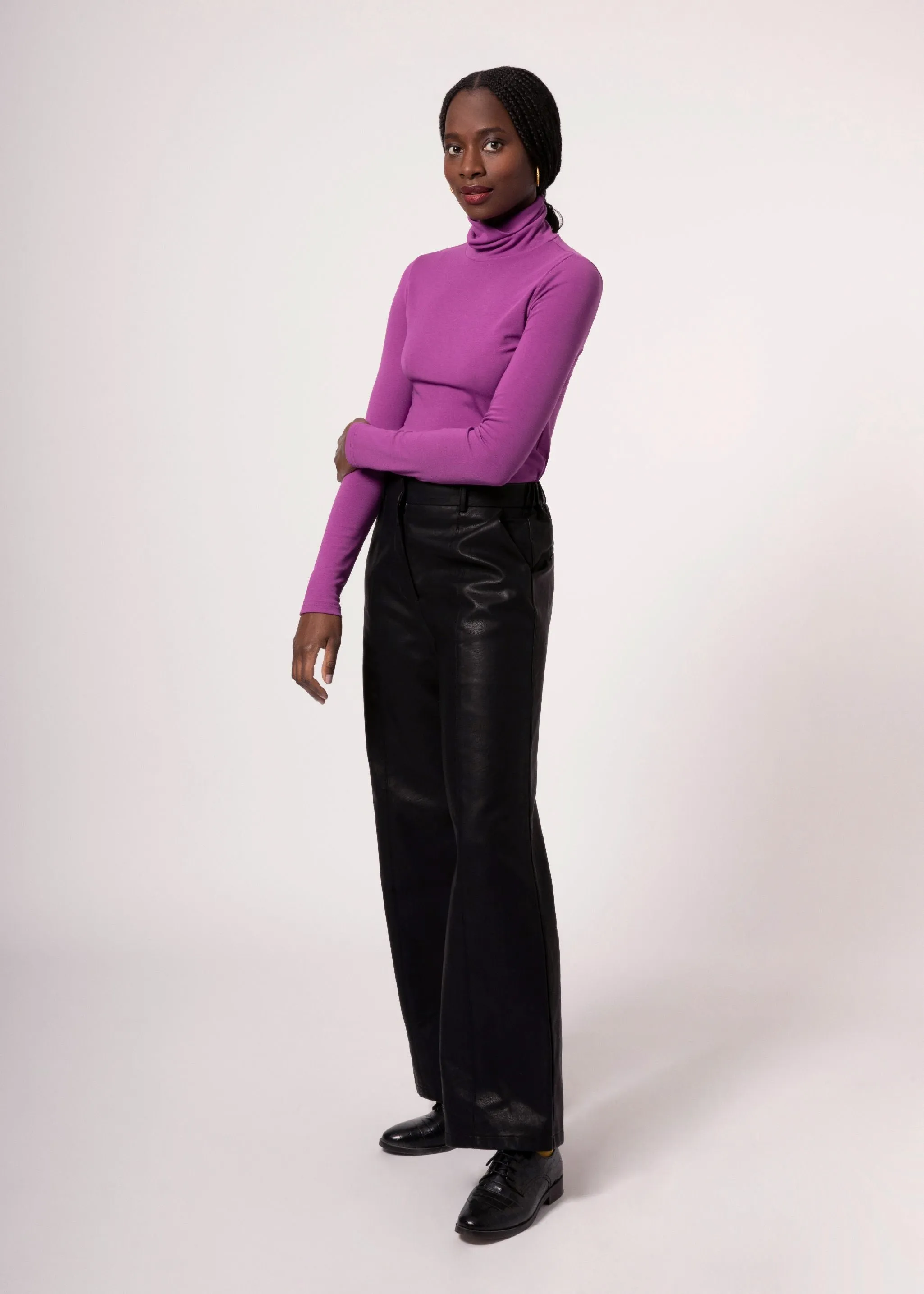 FRNCH Carmelite Violet Turtleneck Top