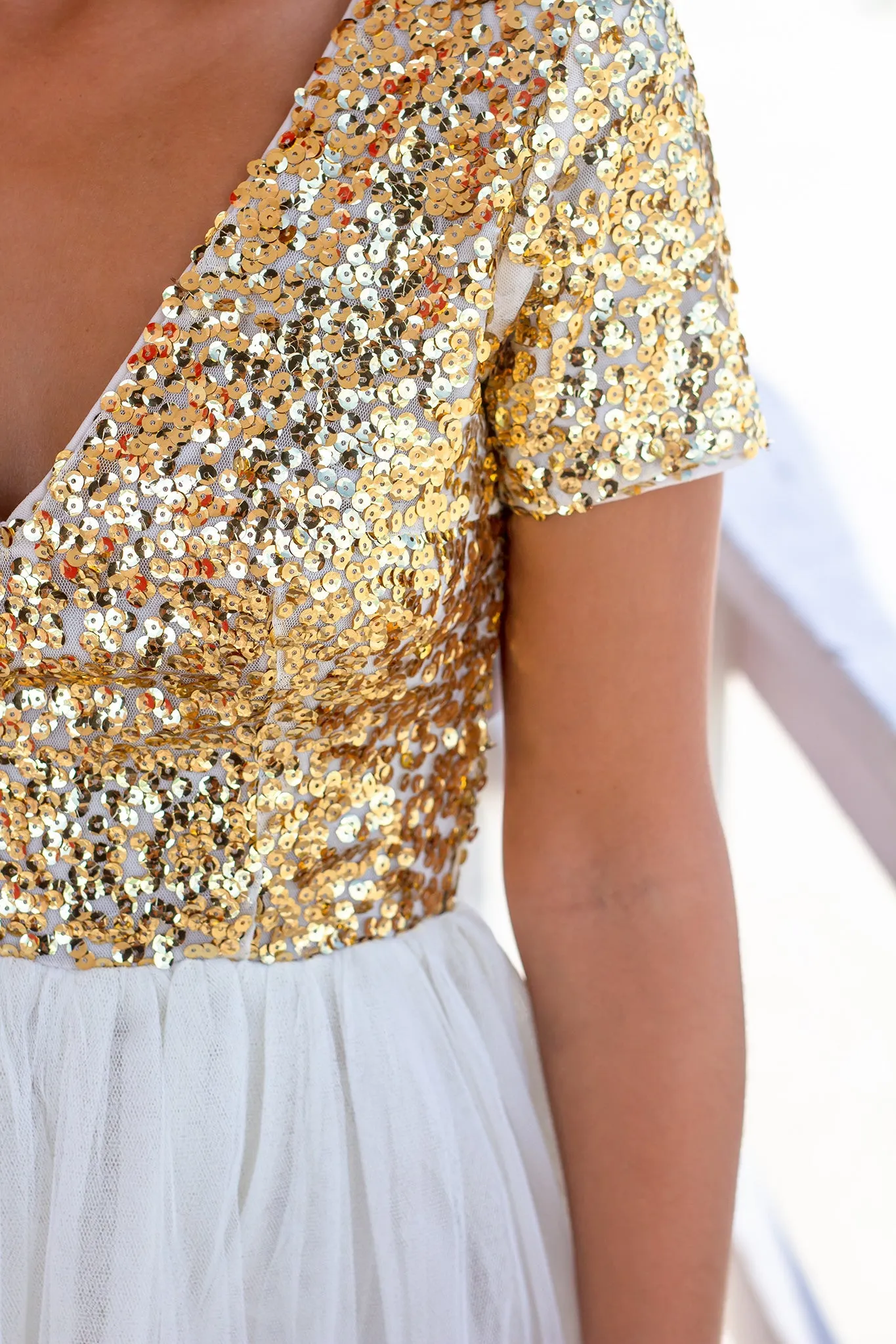 Gold Sequin Top Short Dress