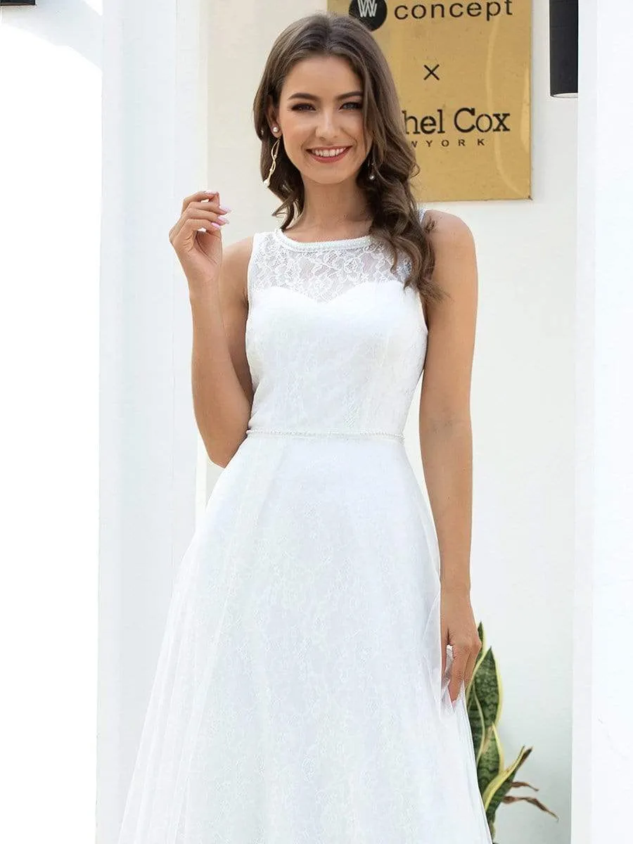 Gorgeous Round Neck A-Line Lace & Tulle Wedding Dresses