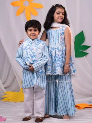 Jashvi Blue BHAI BEHEN Siblings Matching Set