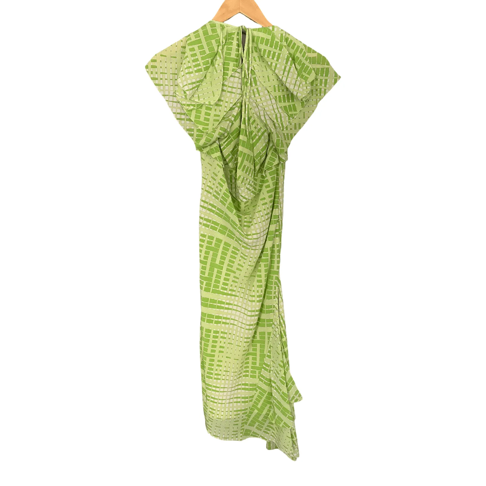 Joseph 100% Silk Cap Sleeve Dress Green Geometric Pattern  UK Size 10