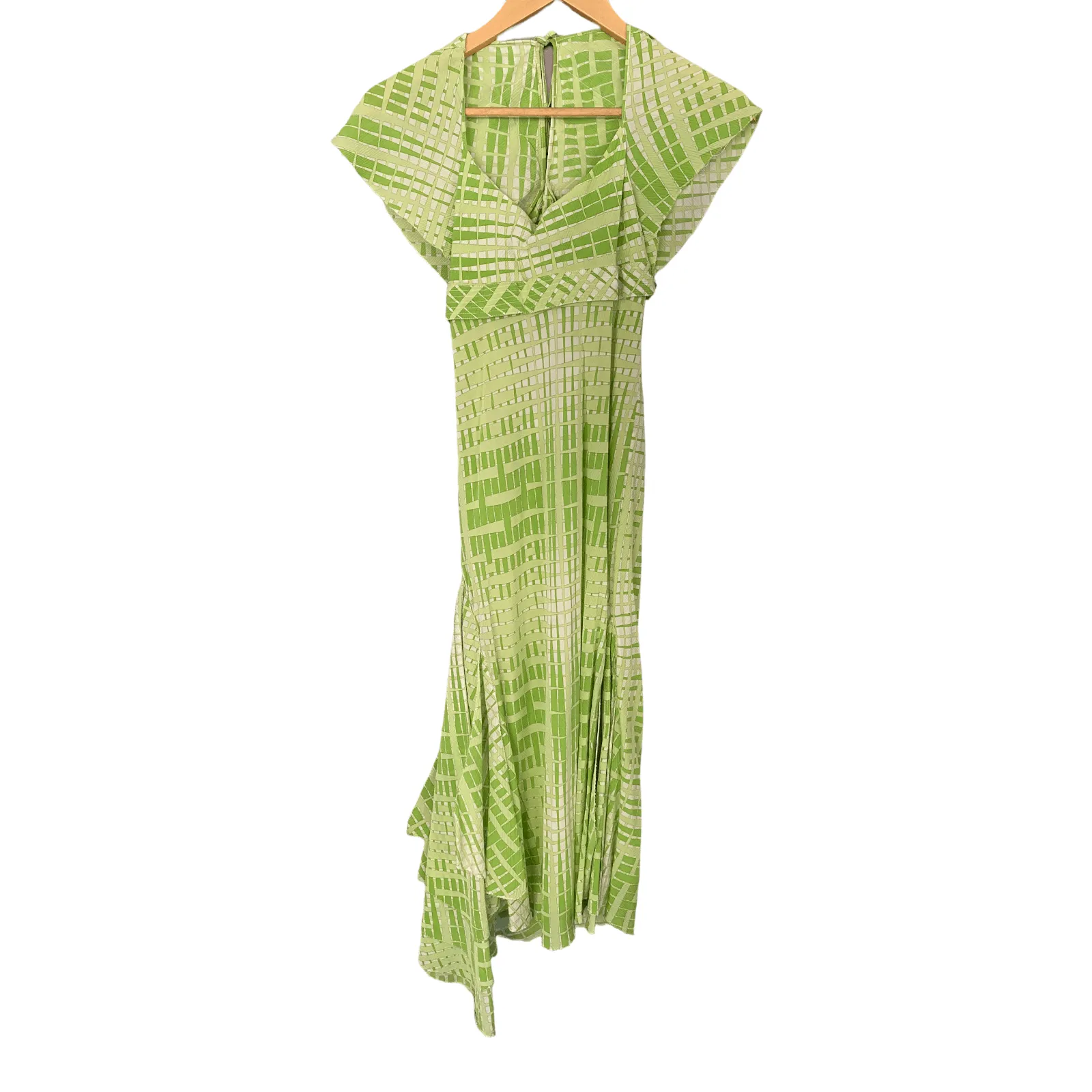 Joseph 100% Silk Cap Sleeve Dress Green Geometric Pattern  UK Size 10