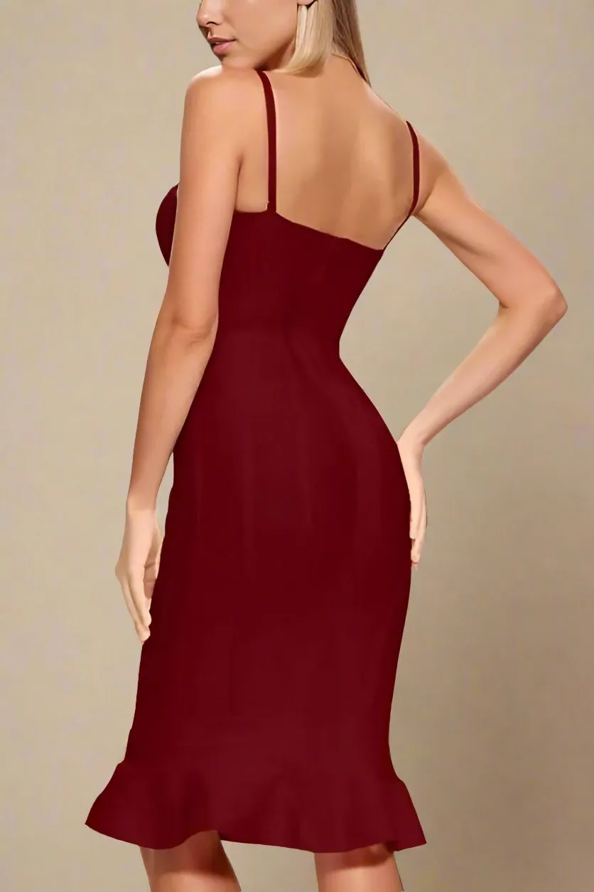 Joy Bandage Midi Dress - Red Wine