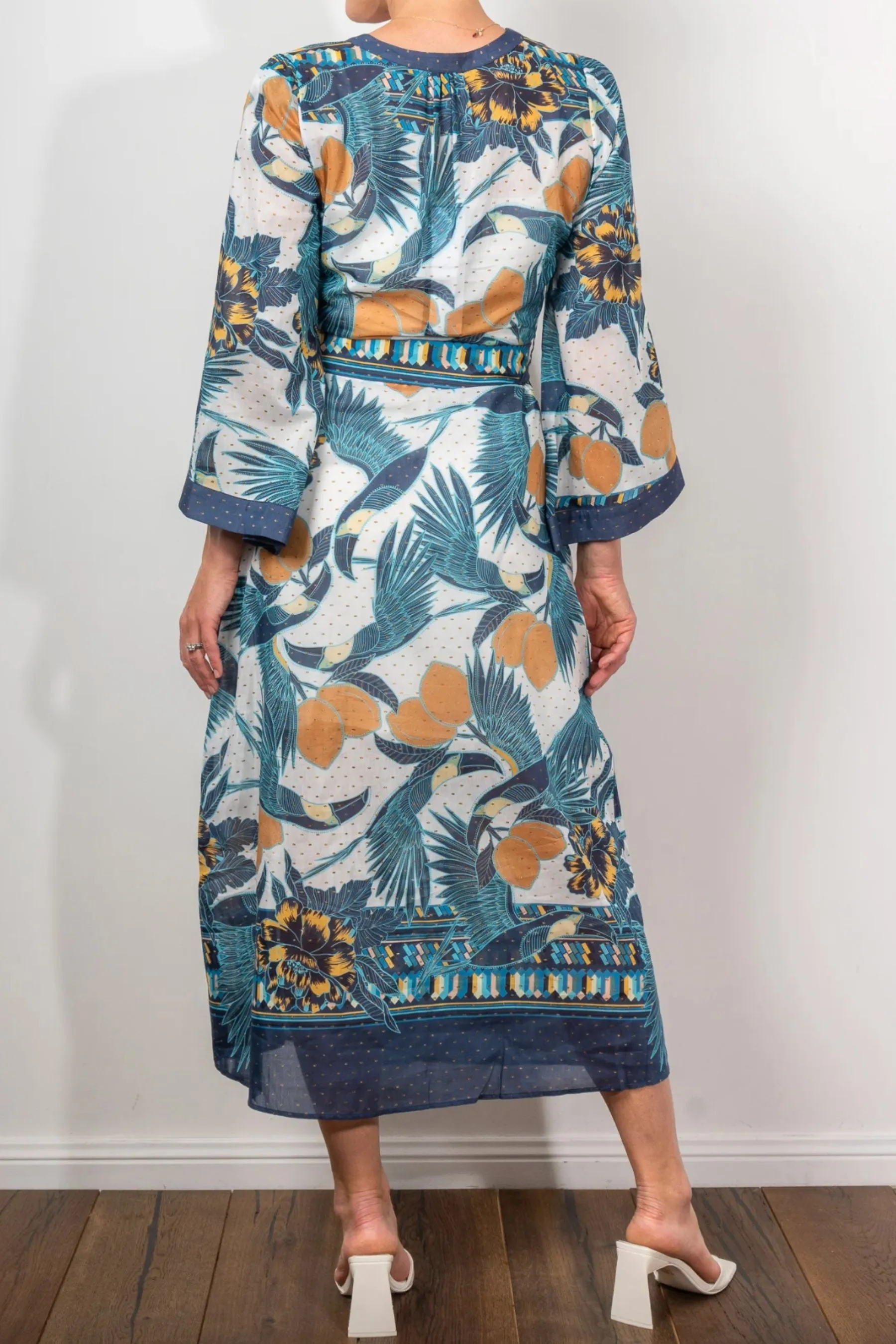 Kimona Placement Print Kimono Coat Dress | Tukano Print