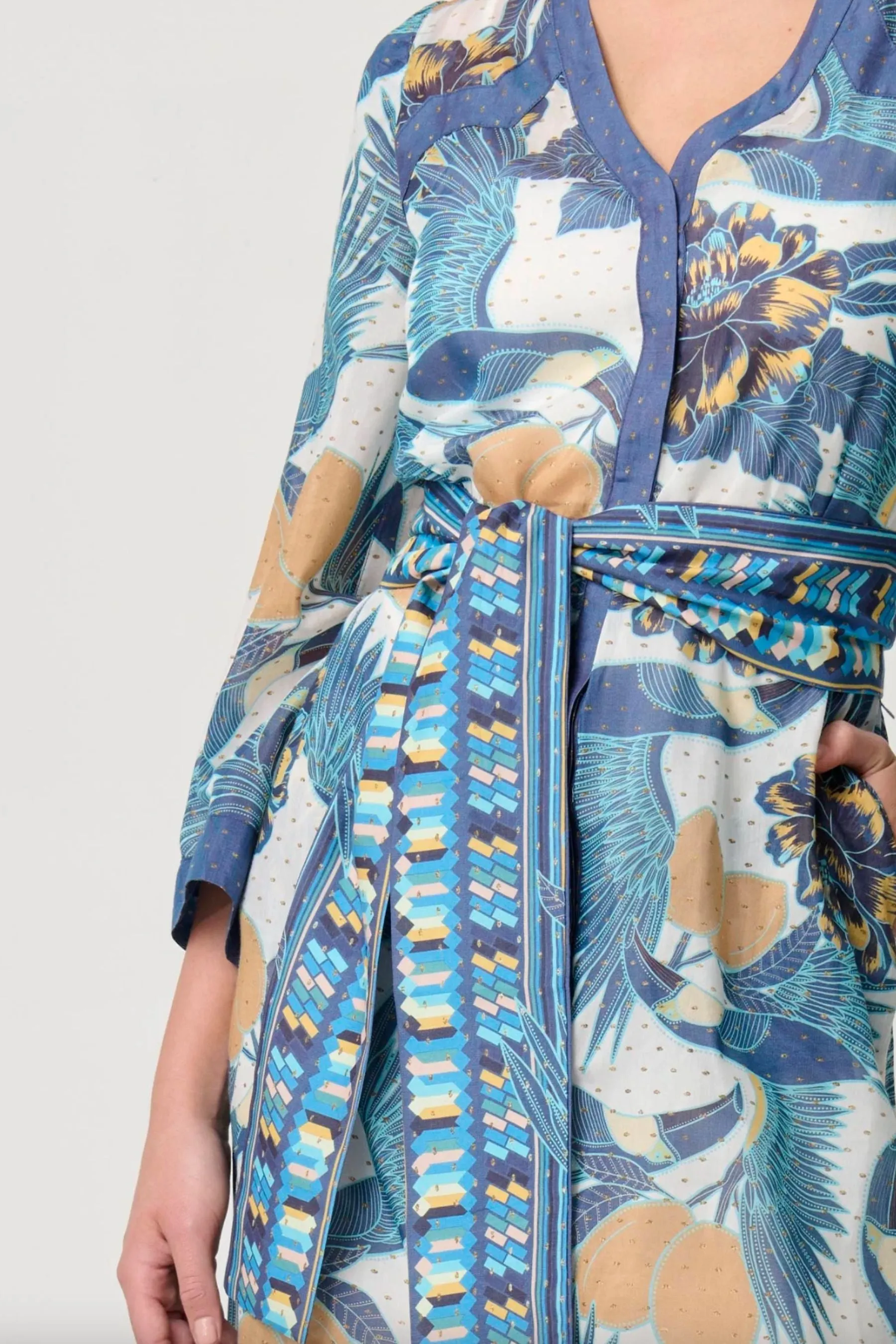 Kimona Placement Print Kimono Coat Dress | Tukano Print