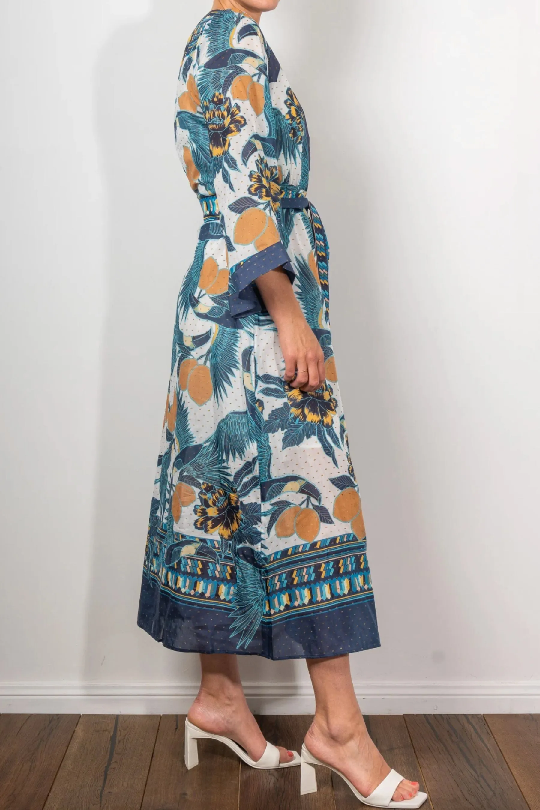 Kimona Placement Print Kimono Coat Dress | Tukano Print