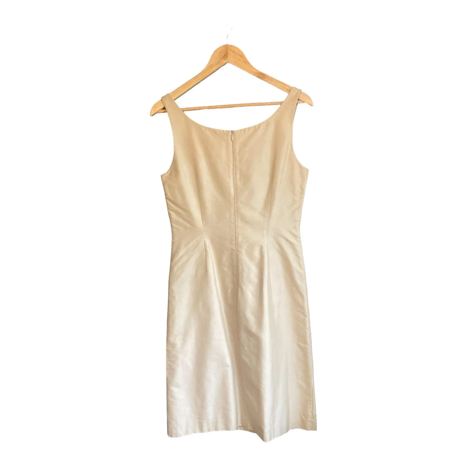 Laurel Silk Blend Pale Gold Sleeveless Shift Dress Size 36 UK Size 8