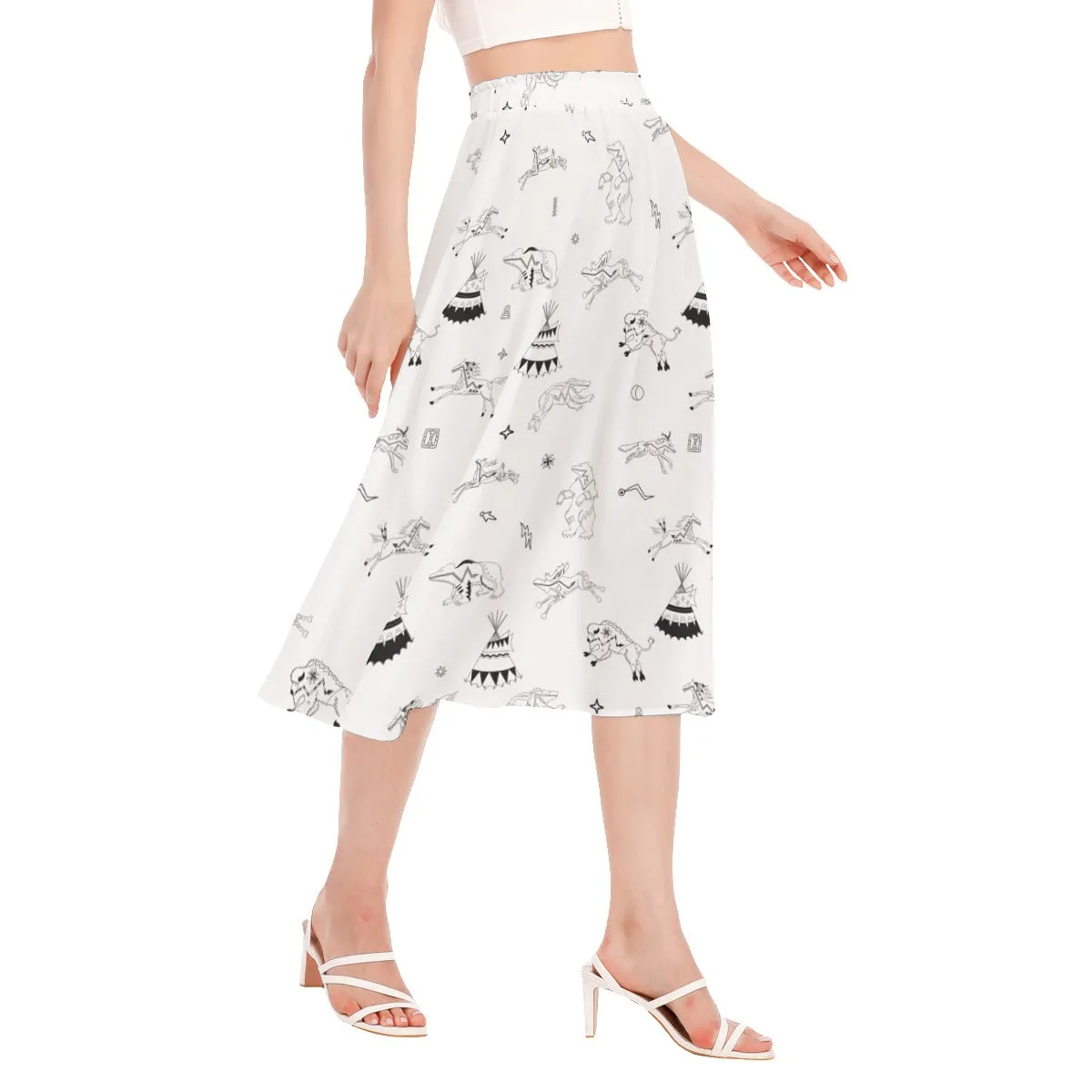 Ledger Dabbles White Women's Long Section Chiffon Skirt