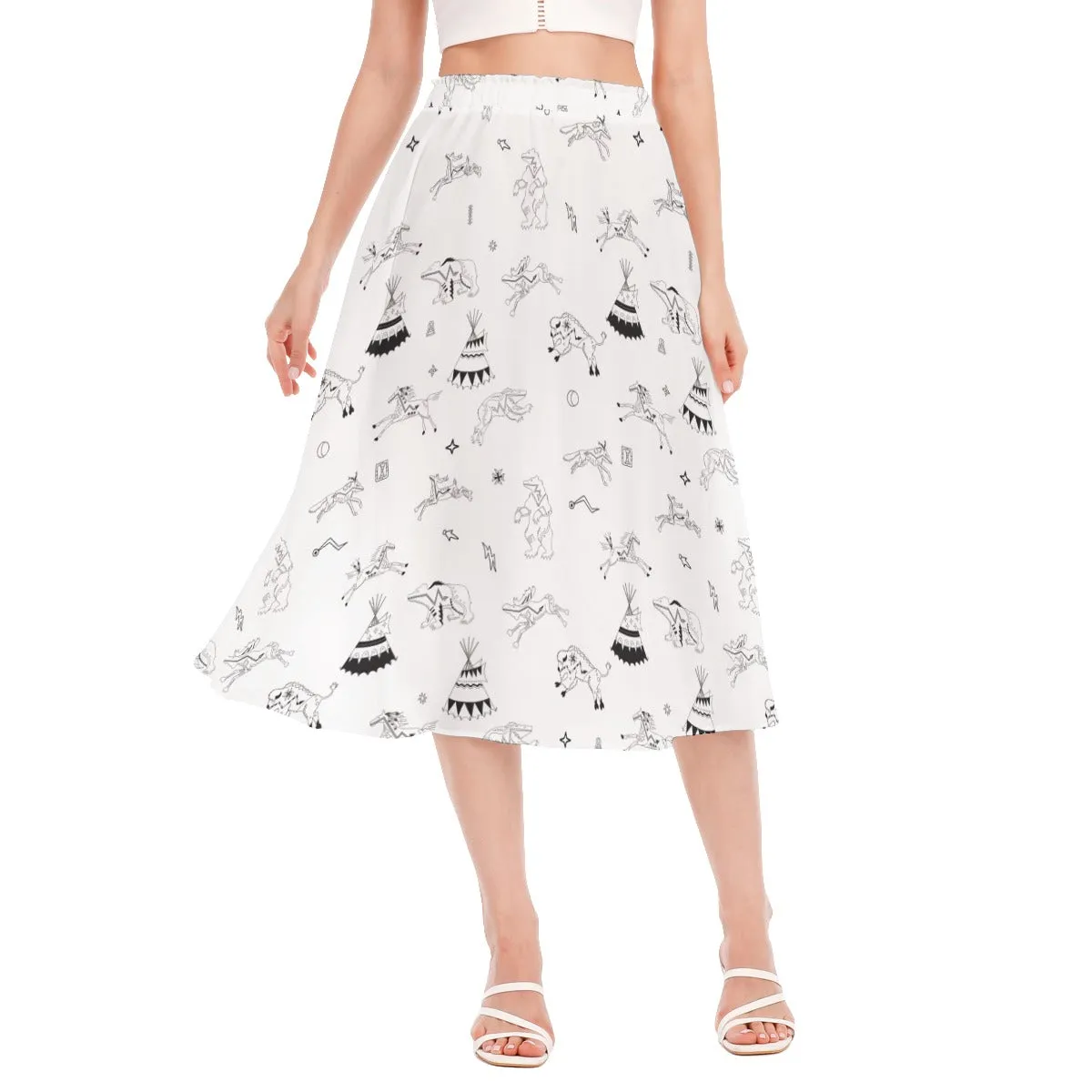 Ledger Dabbles White Women's Long Section Chiffon Skirt