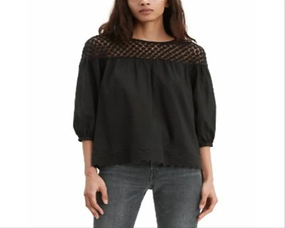 Levi's Women's Noe Lace Contrast T-Shirt Black Size X-Large