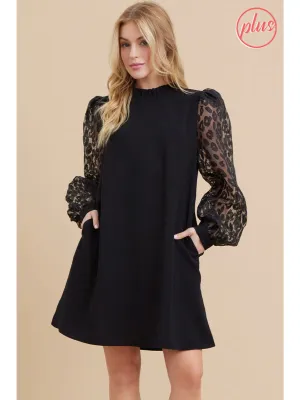 Little Black Leopard Dress