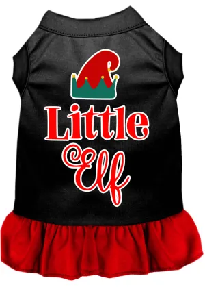 Little Elf Screen Print Dog Dress Black With Red Xs