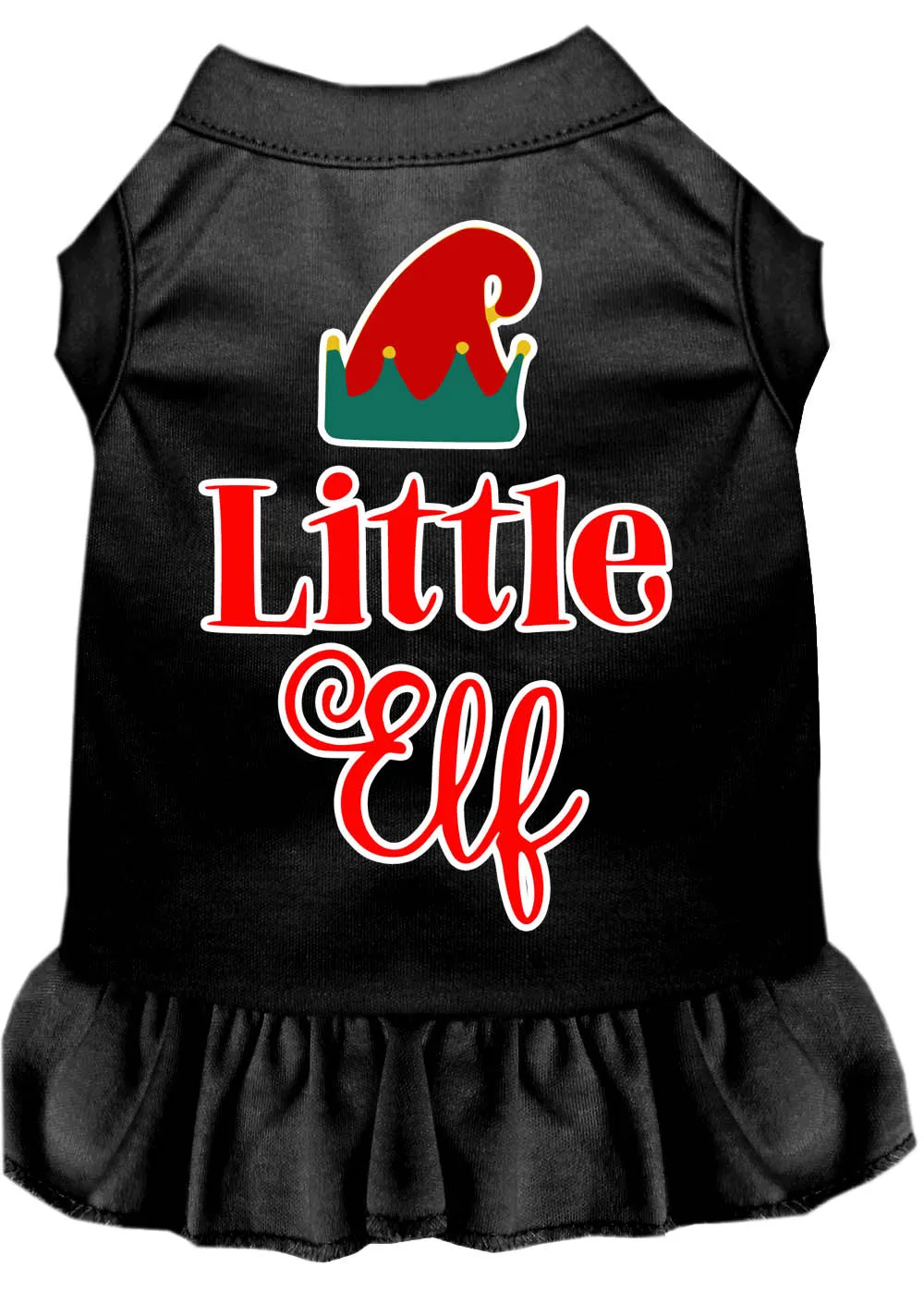 Little Elf Screen Print Dog Dress Black Xxxl