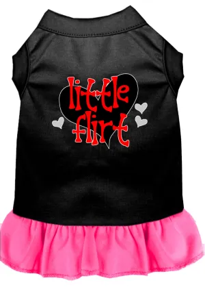 Little Flirt Screen Print Dog Dress Black With Bright Pink Xl