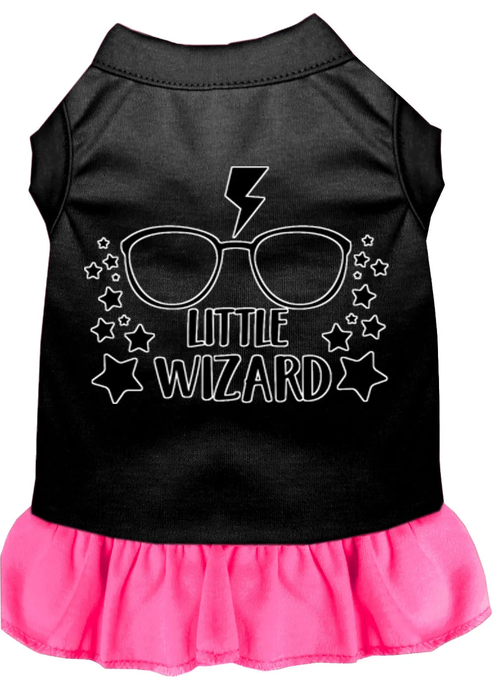 Little Wizard Screen Print Dog Dress Black With Bright Pink Xxxl (20)