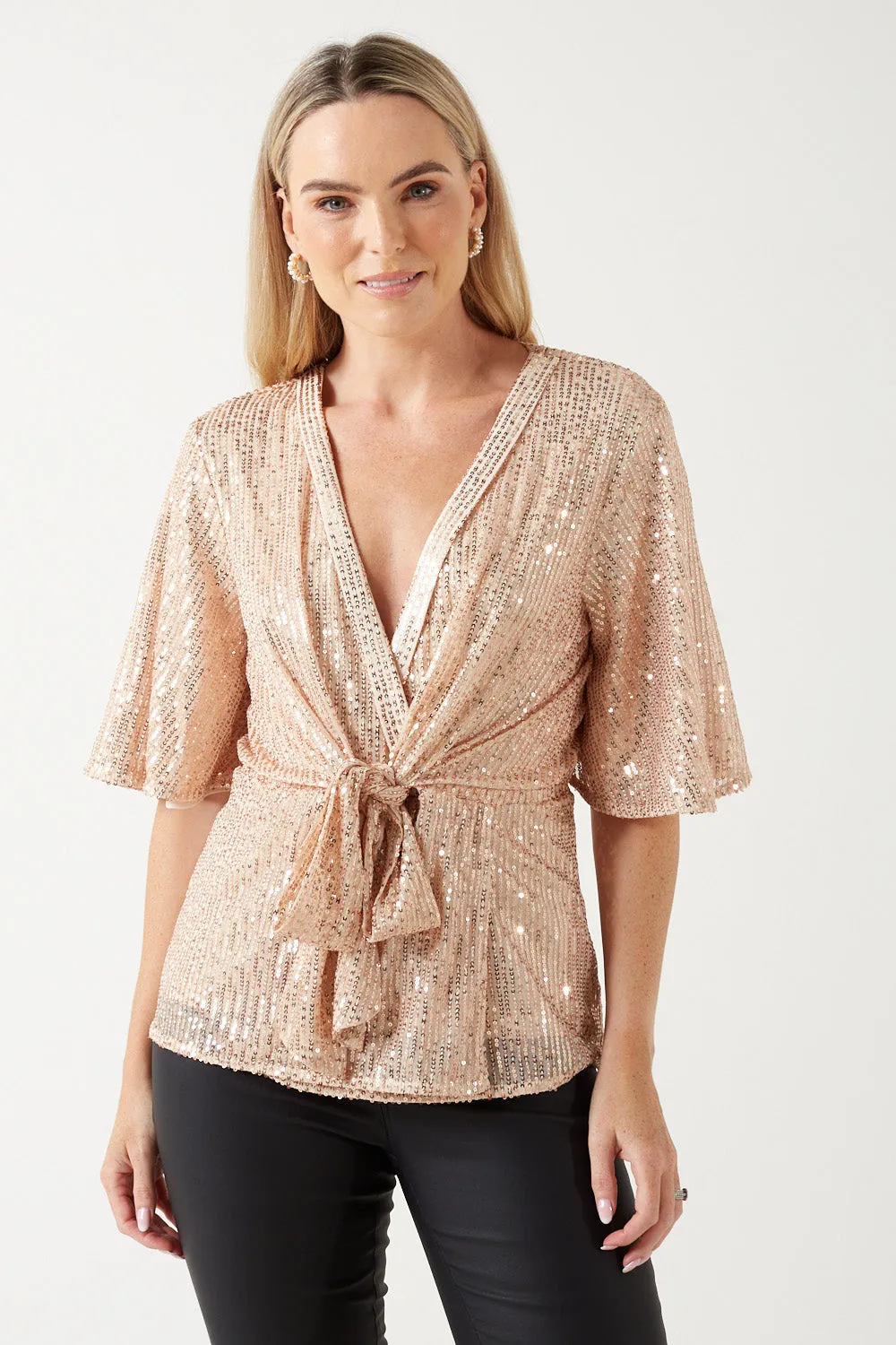 Marc Angelo Sequin Tie Top