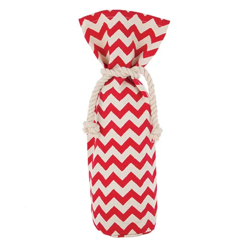 Marketplace: Red & Cream Chevron Wine Sack